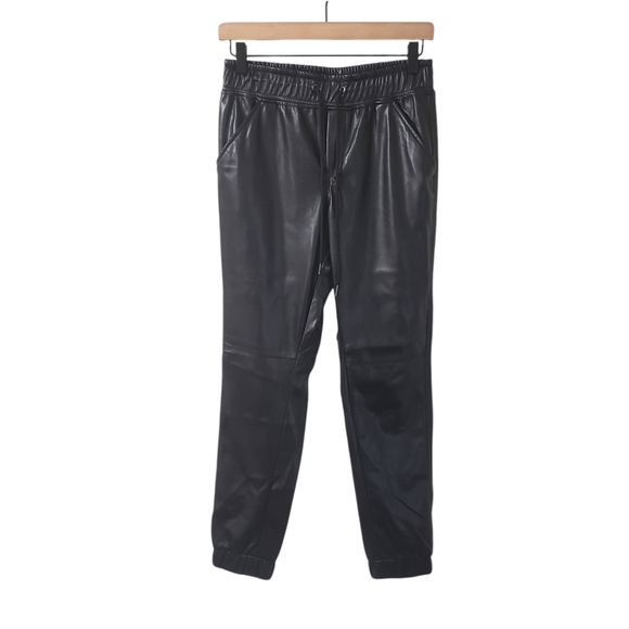 BB Dakota Steve Madden Walk It Out Jogger Pants Black Vegan Leather Sz XS - Picture 1 of 13